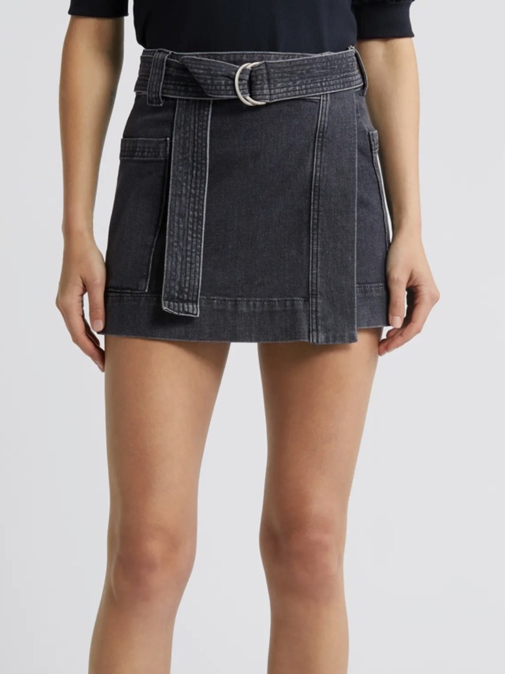 RAILS Deanna wrap denim belted mini skirt pearl wash size xs